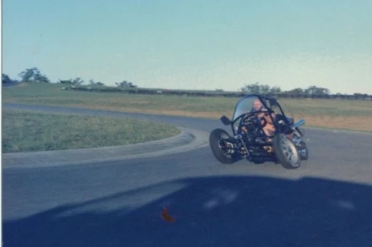 An early three-wheel prototype of the TVA Gazelle tilting 4-wheeler concept
