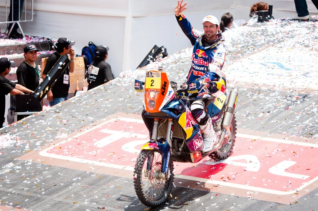 Cyril Depres crosses the line for his fourth Dakar win. Image: KTM