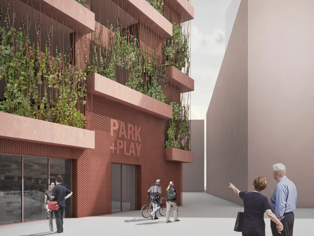Street entrance of the car park (Image: JAJA Architects)
