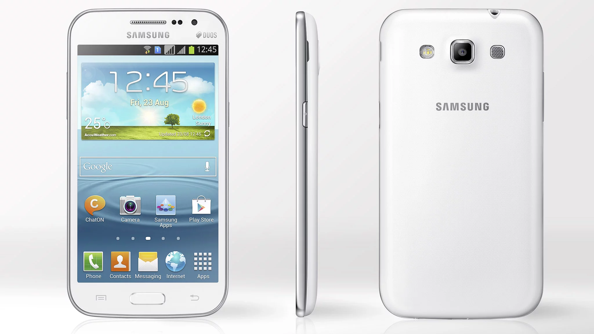 Samsung announced the Galaxy Win, a device with familiar branding and mid-range specs
