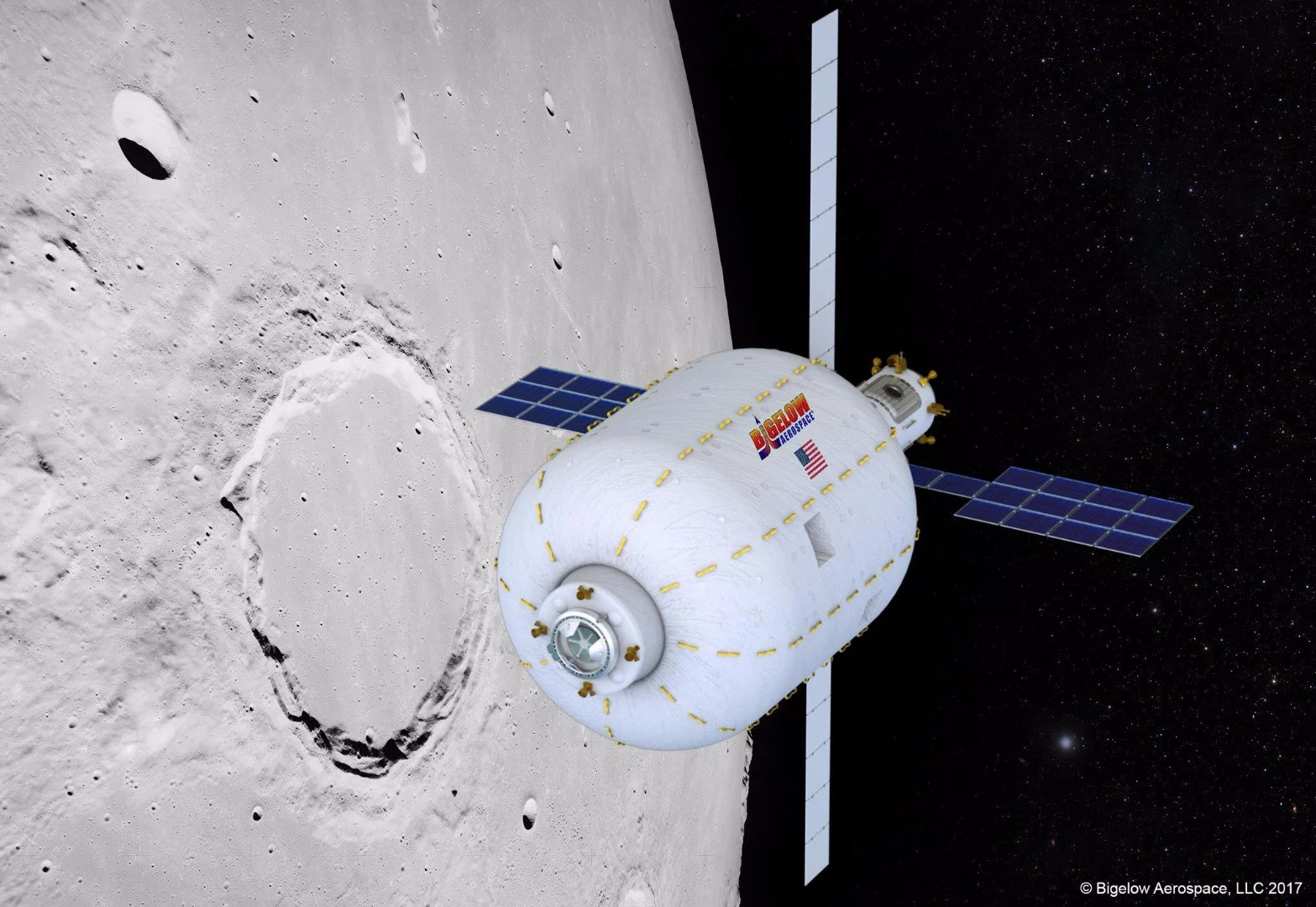 The plan is to place a Bigelow B330 inflatable habitat in lunar orbit by 2022