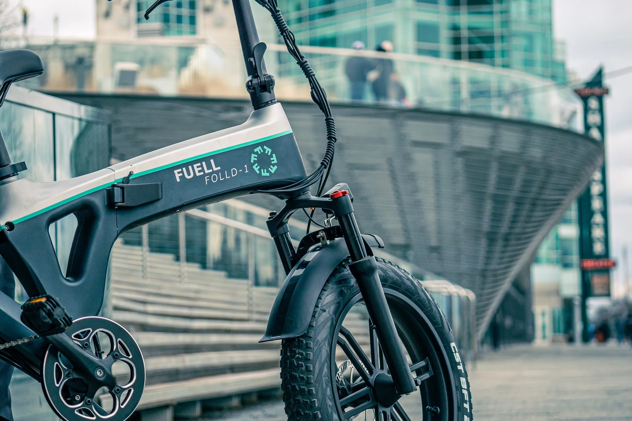 Chunky fat tires and a suspension fork help absorb uneven terrain