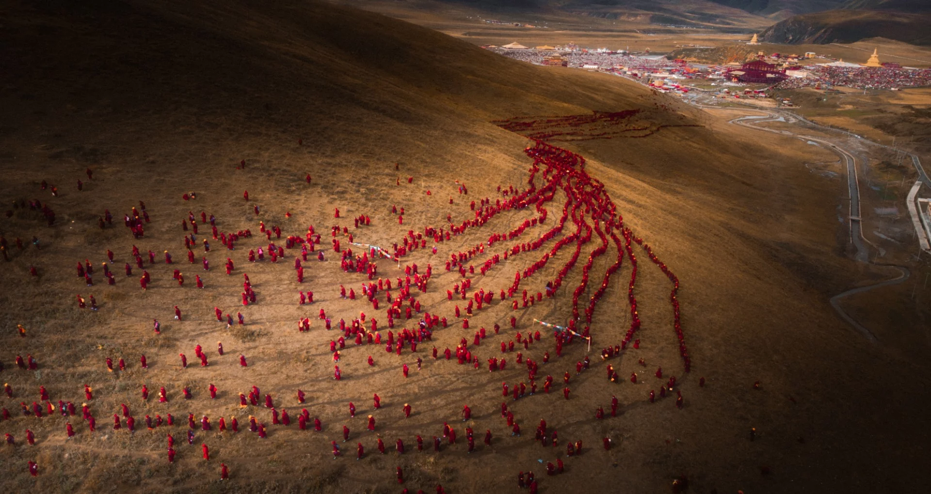 Thousands of Buddhist women make their way up the mountains in China to practice the dharma