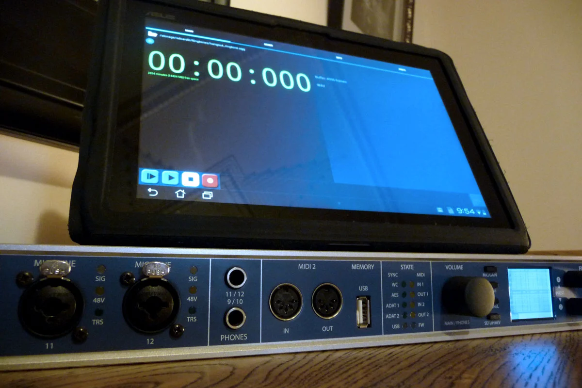 eXtream's USB Audio Recorder PRO on a tablet