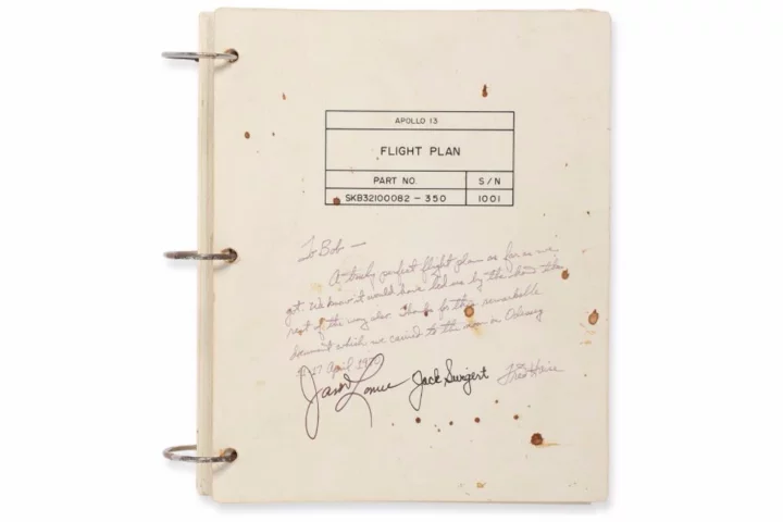 The flight plan was signed by the crew of Apollo 13