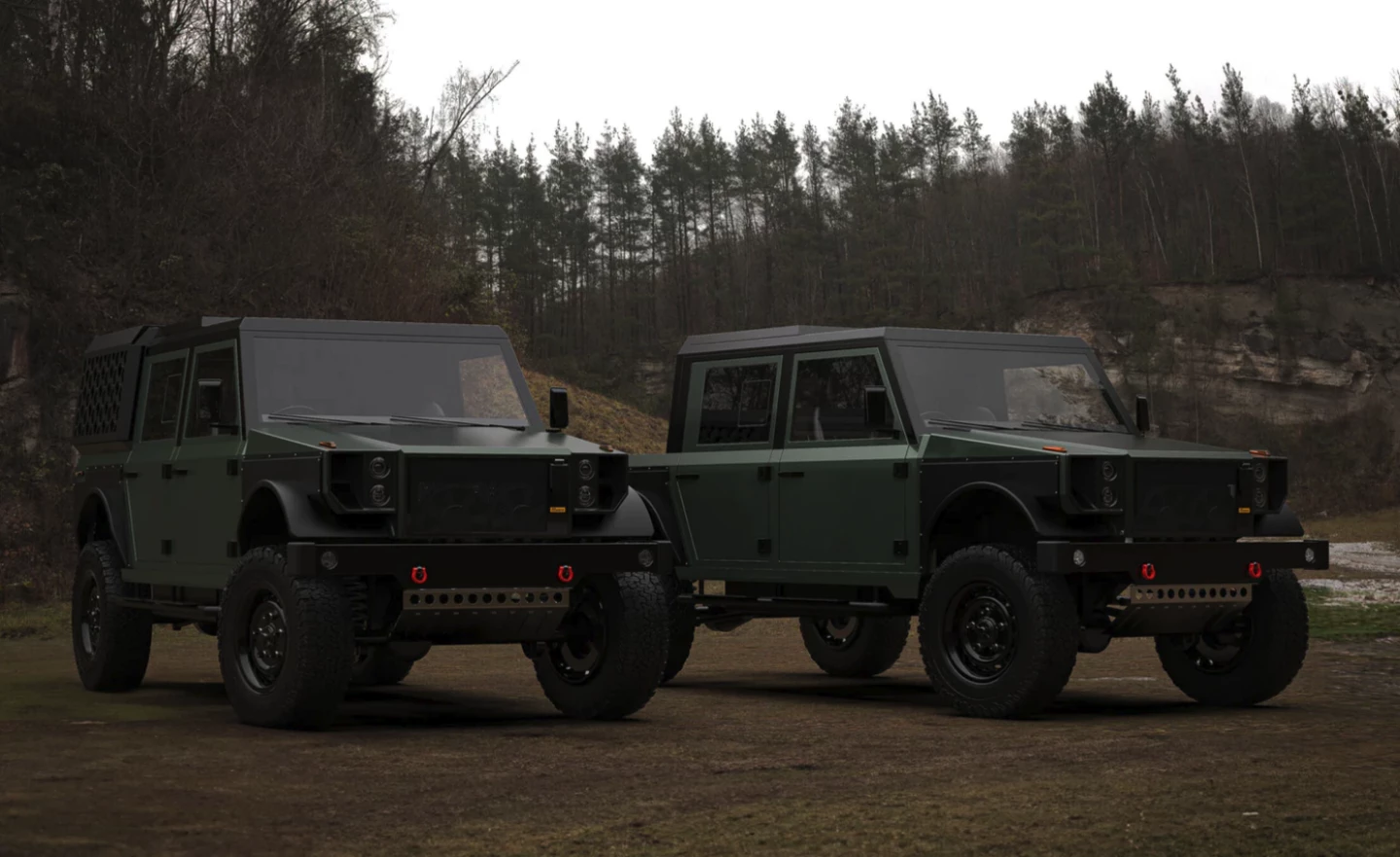 Munro Series-M Utility 4x4 left and pickup Truck right
