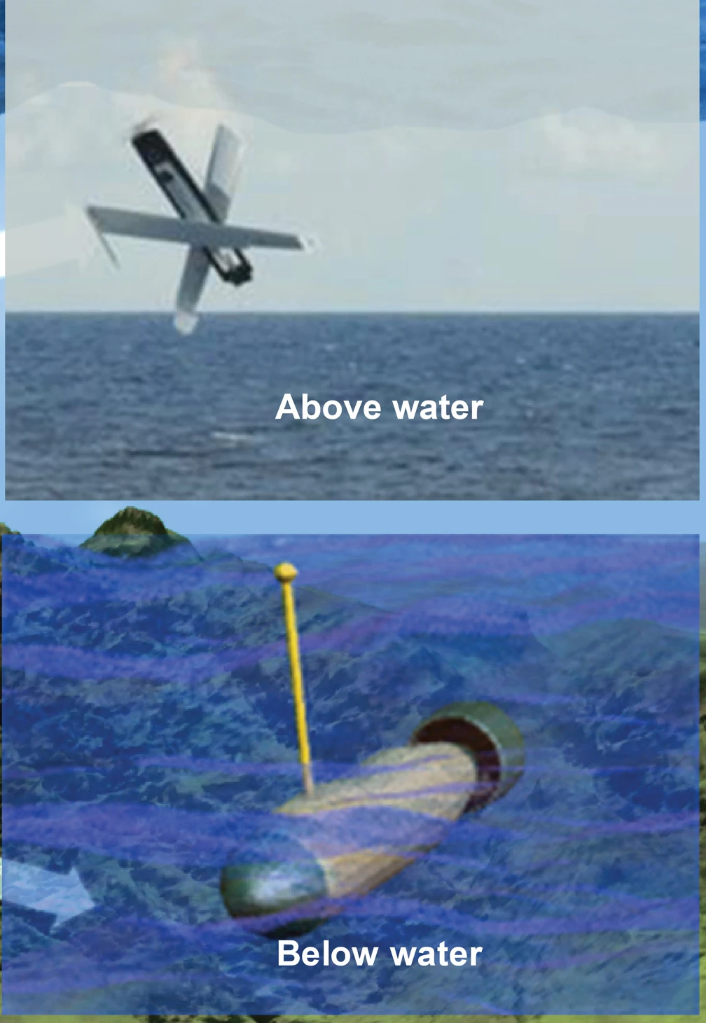 Hydra launches either small aircraft - unmanned aerial vehicles (UAV) or small submarines, or unmanned underwater vehicles (UUV)