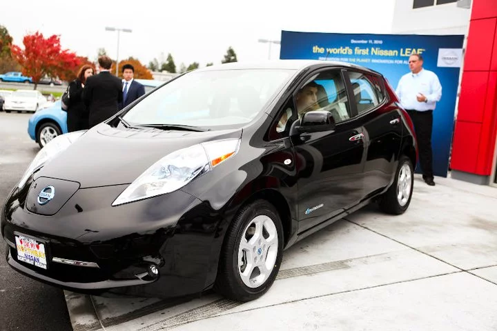 Olivier Chalouhi in his new Nissan LEAF