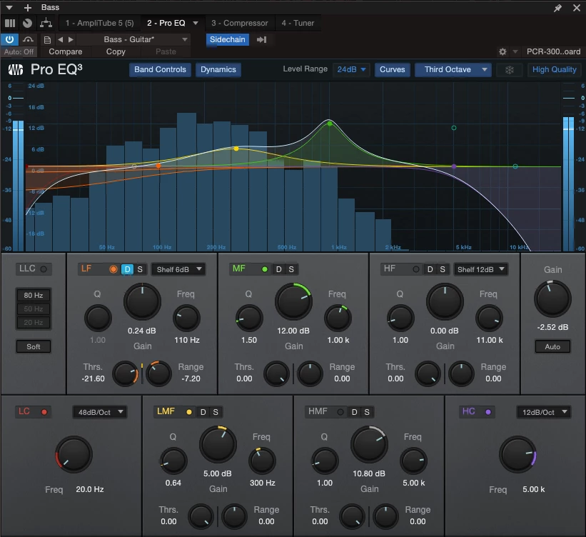 ProEQ 3 plugin allows dynamic EQ curve changes, including the ability to sidechain portions of an EQ curve off other mix channels. Very cool.