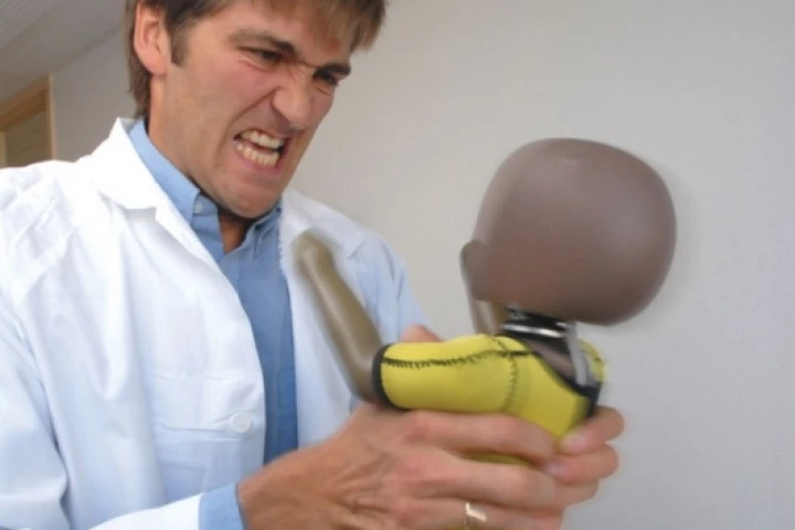 Post-doctoral research fellow Arne Stray-Pedersen with the technology-packed dollPhoto: Ola Sæther