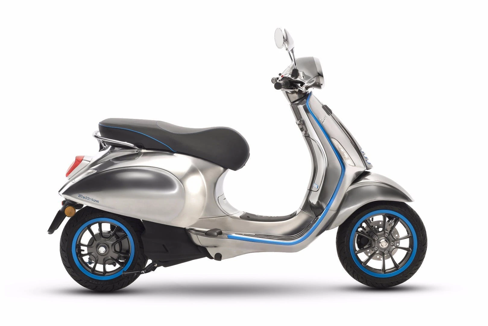 The Vespa Elettrica can be fully recharged in four hours from a regular wall socket