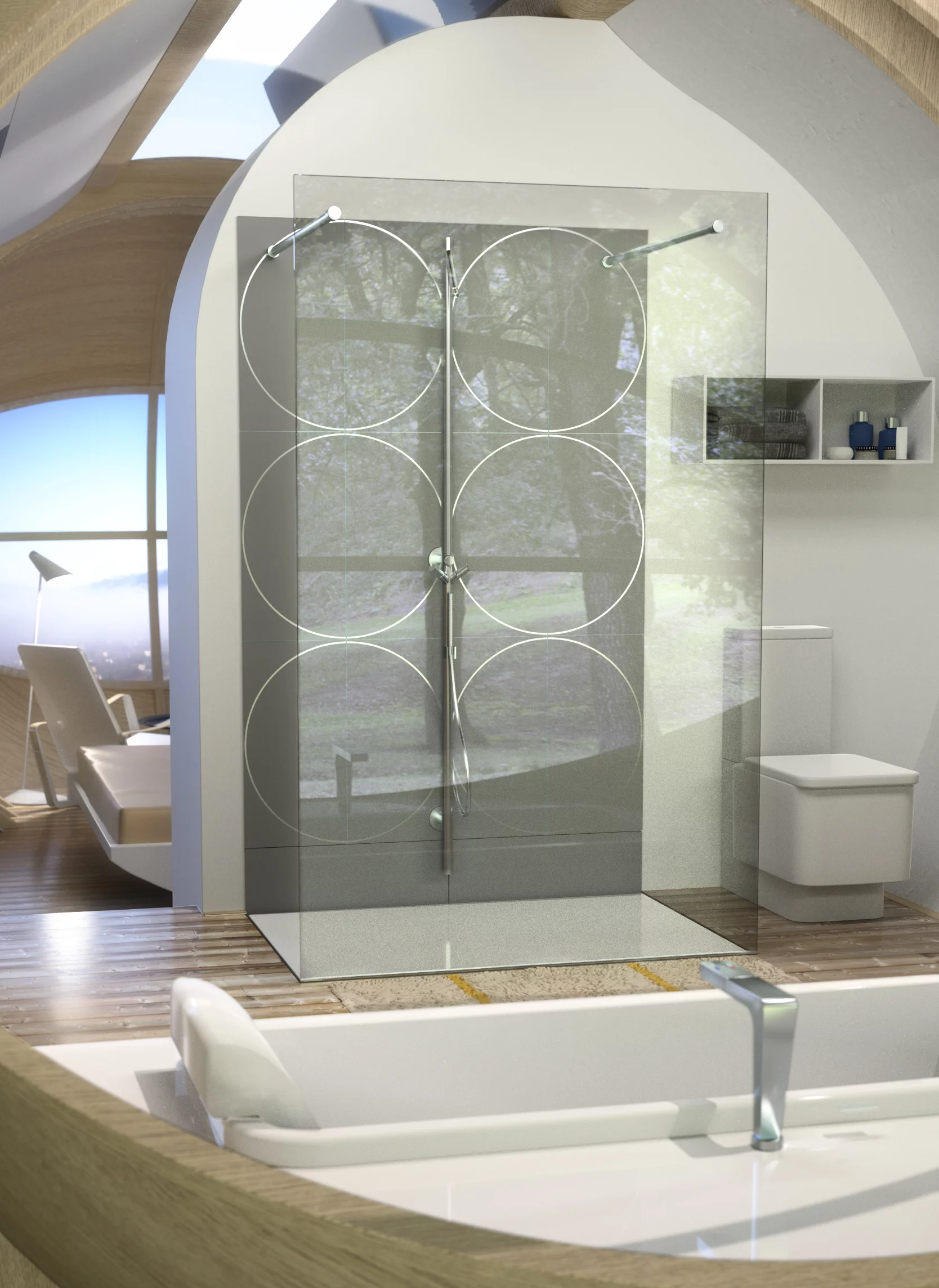 In its default configuration, Drop XL contains a small porch, bedroom, lounge, and bathroom with shower and bath (Image: Estudibasic)