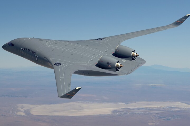 Rendering of a possible US Air Force blended-wing transport aircraft