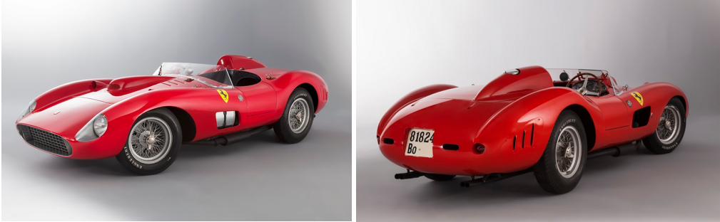 The star of the entire fortnight is a 1957 Ferrari 335 S Spider Scaglietti which is in with a rough chance of breaking the world record for an automobile at auction. It's estimated price of EUR €28,000,000 to €32,000,000 ($30,520,000 to $34,880,000) suggests it will still reach stratospheric heights in auction history, most likely becoming the sixth car to sell for more than $20 million, an evens chance of becoming the second car to sell for more than $30 million and an outside chance of the record.