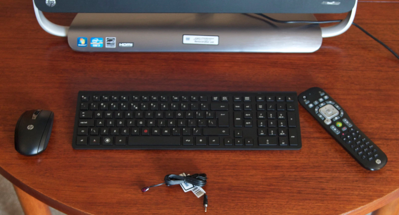 The Omni 27's included wireless mouse and keyboard and optional remote and IR blaster