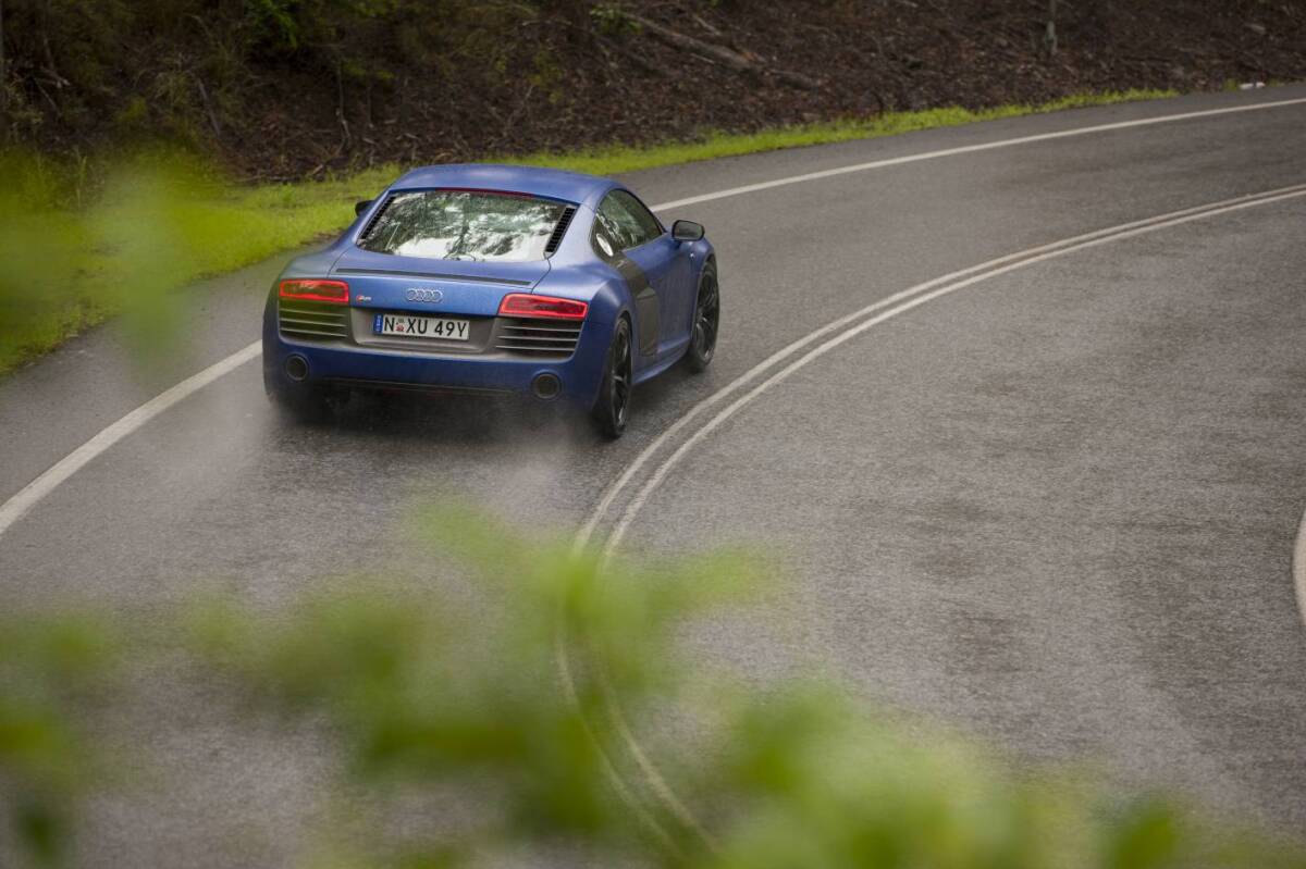 The Audi V10 plus rear high angle view