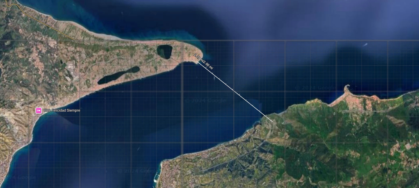 A Google satellite map showing the route of Jaan Roose's world record attempt