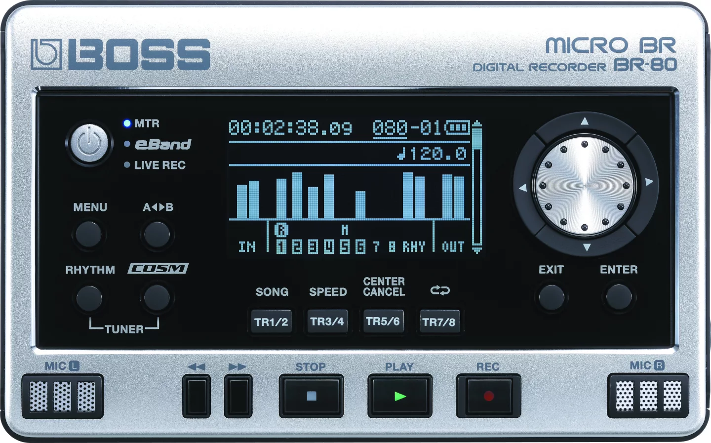 The user interface of the new MICRO BR BR-80 digital recorder from BOSS