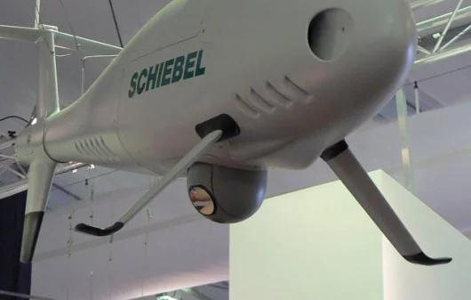 No, it's not flying indoors - a close-up of the Camcopter's camera module taken at the Australian International Airshow.