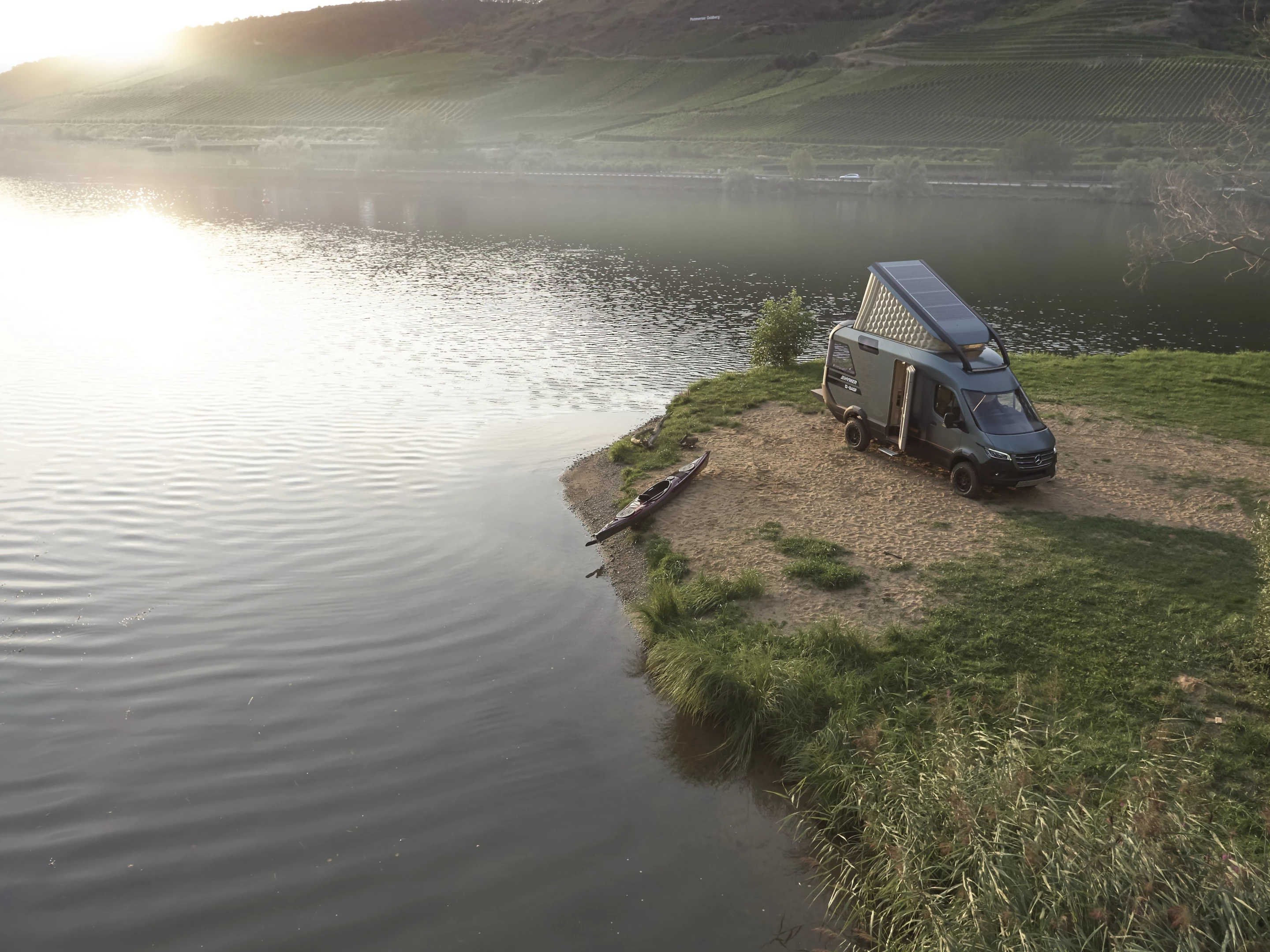 Hymer loads the roof up with solar panels, creating an off-grid-ready adventure van