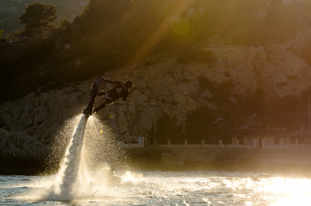 The Hoverboard by ZR features a surf board that is attached to an 18 m (59 ft)-long hose and is propelled into the air