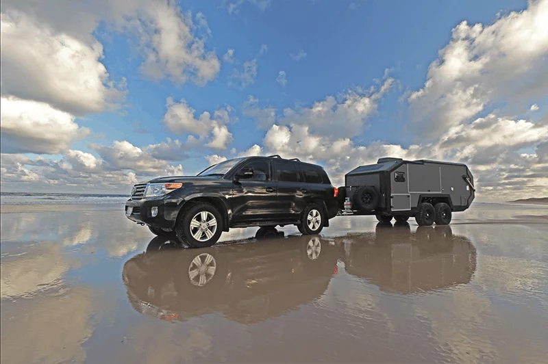 The Bruder EXP-6 is a burly block of adventure outside, a comfy living area with TV, heat and other amenities inside