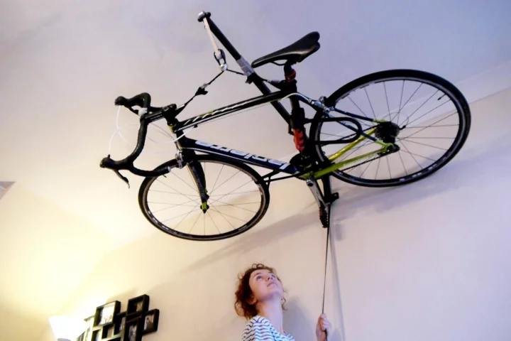 Stowaway lets you stow your bike away against the ceiling