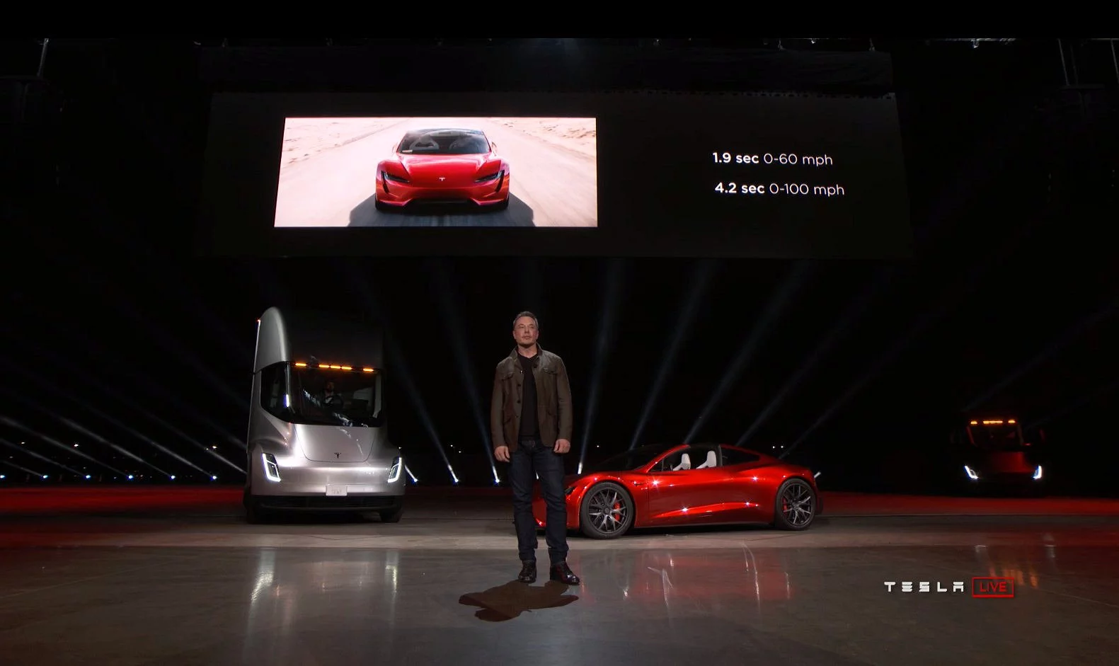 The base model Tesla Roadster electric sportscar will make 0-60 mph in jus 1.9 seconds