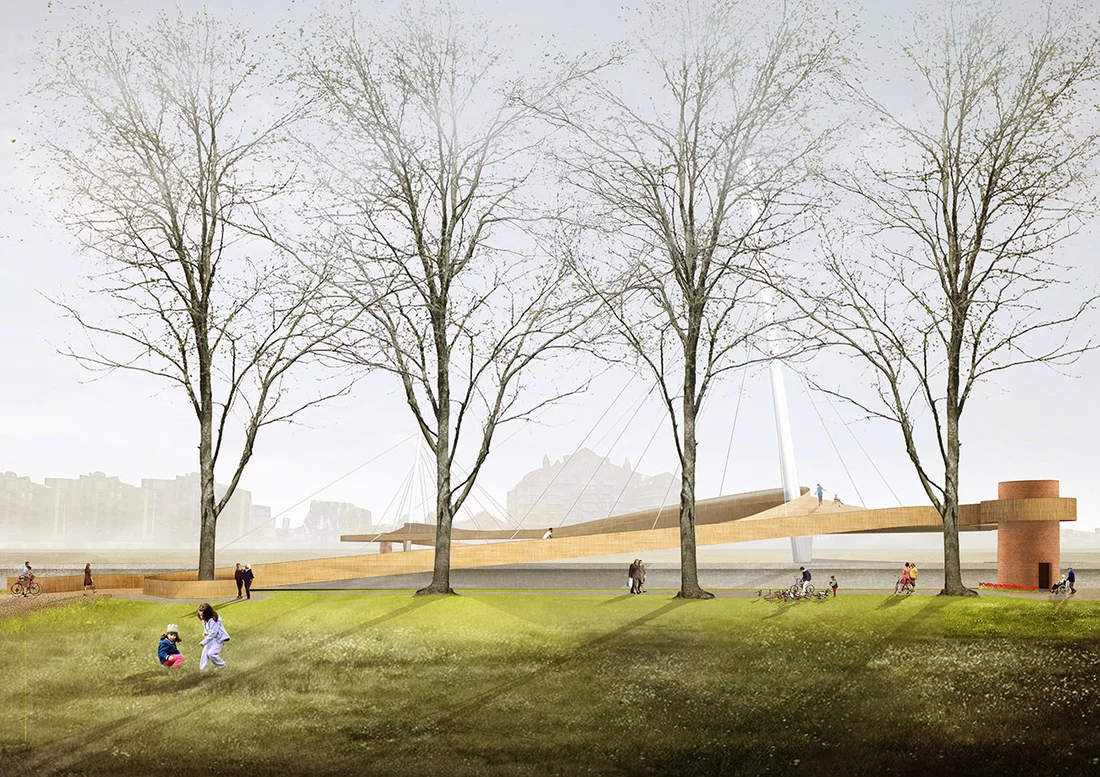 A bridge that sets its users down among greenery (Image: NEP Bridge Competition)