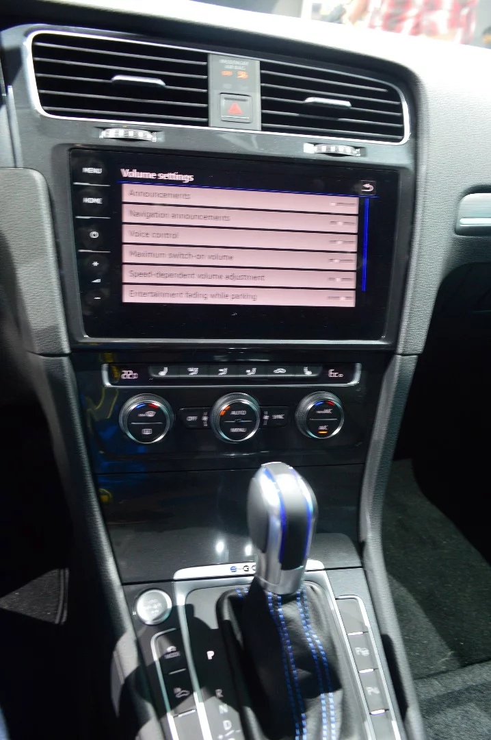The 2017 e-Golf 9.2-in display on the center console for the infotainment system