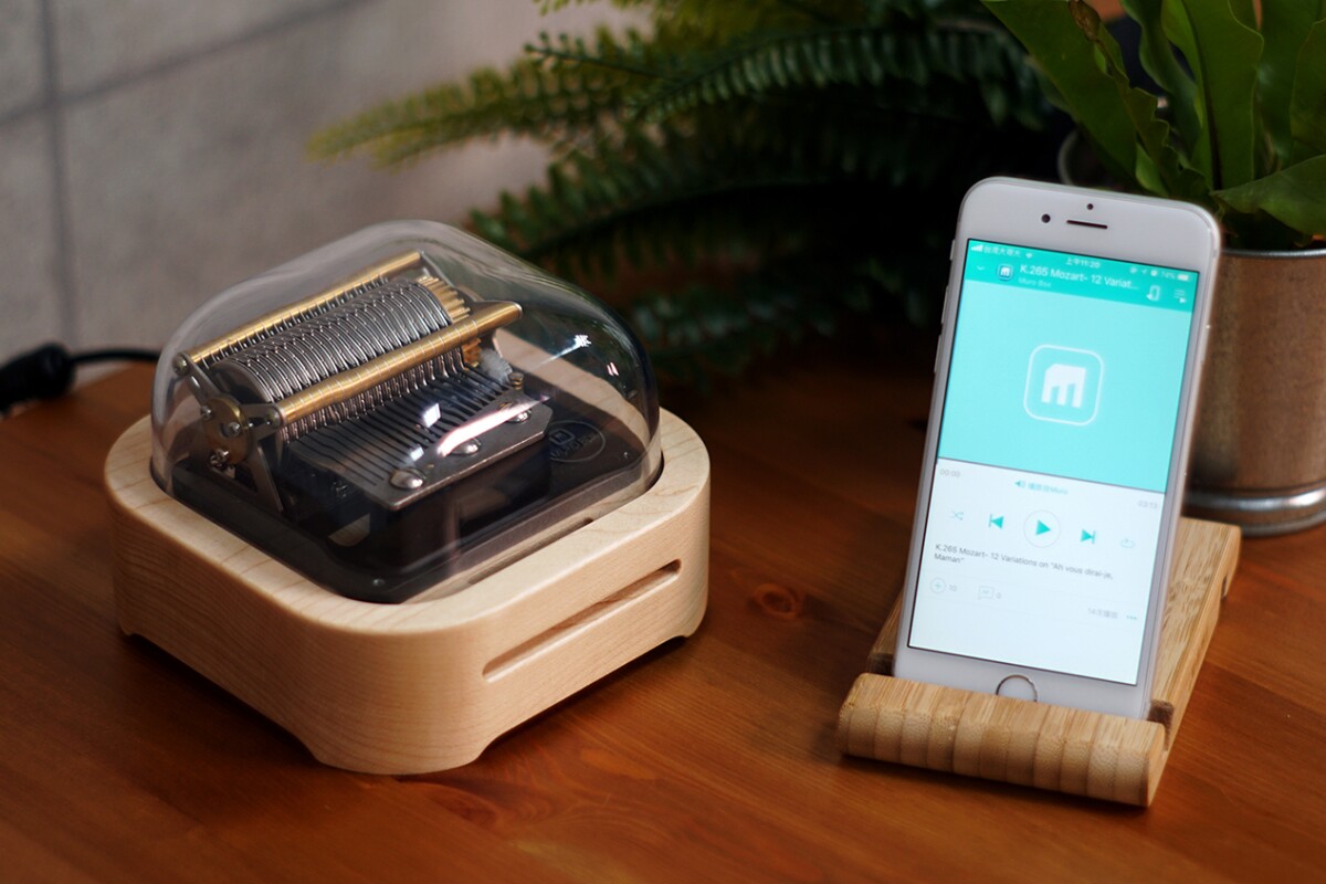 Custom melodies can be loaded into the Muro Box using a mobile app