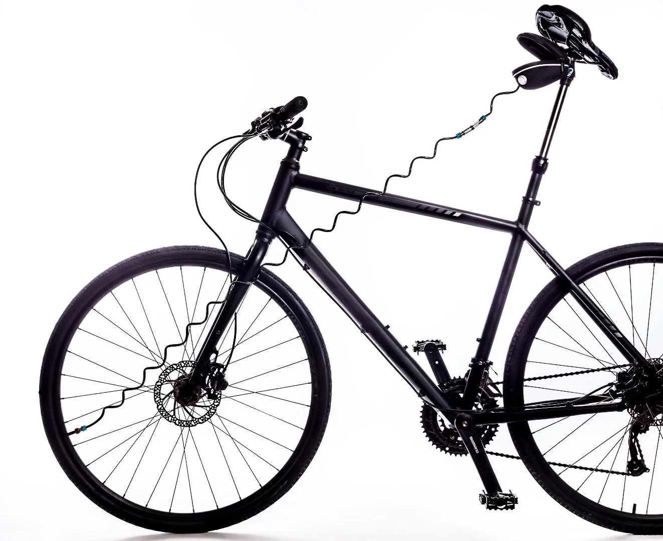 The AirSupply works with Schrader or Presta valves, and comes with adapters which allow it to fit in any diameter of seat tube