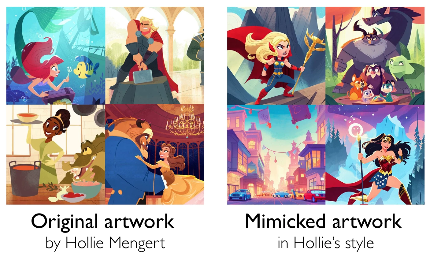 Any artist with an identifiable visual style can be ripped off by AI image generators