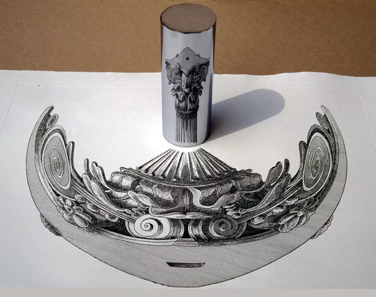 Traditional mirror anamorphosis (Photo: DigInfo)