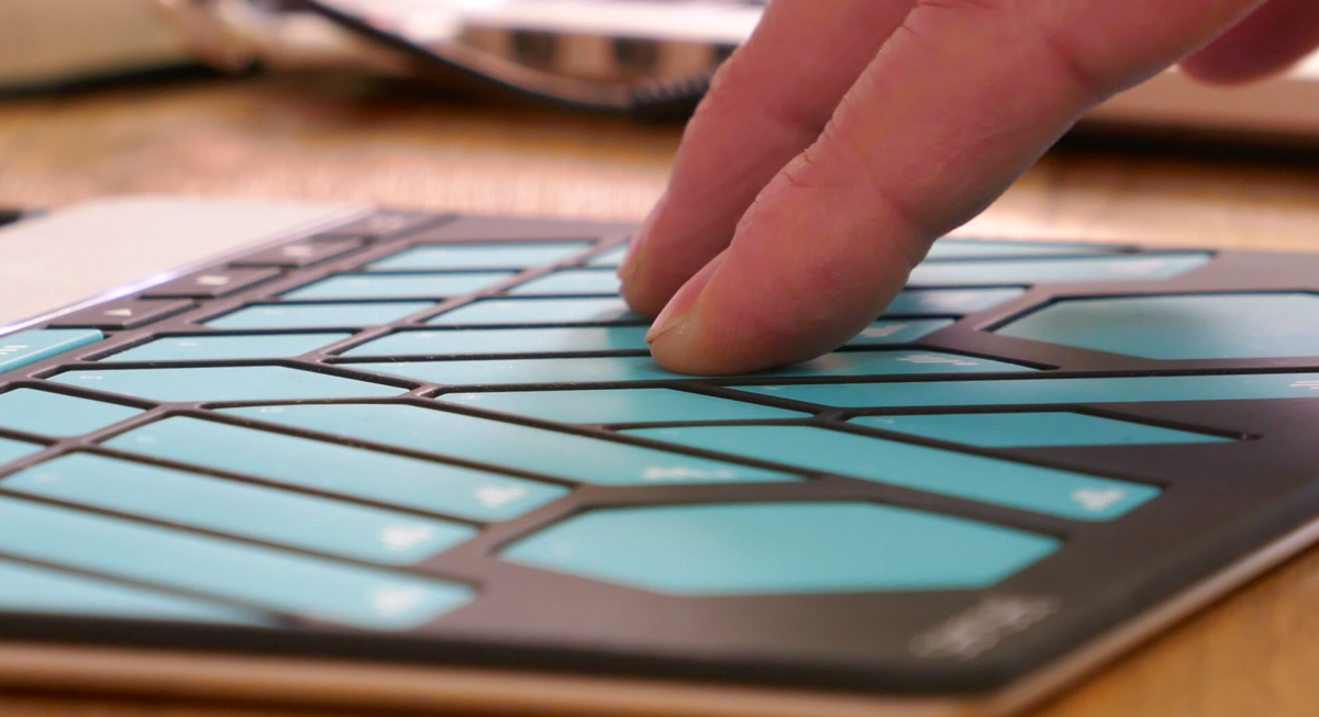 The Buchla Thunder overlay's keys respond to pressure and movement