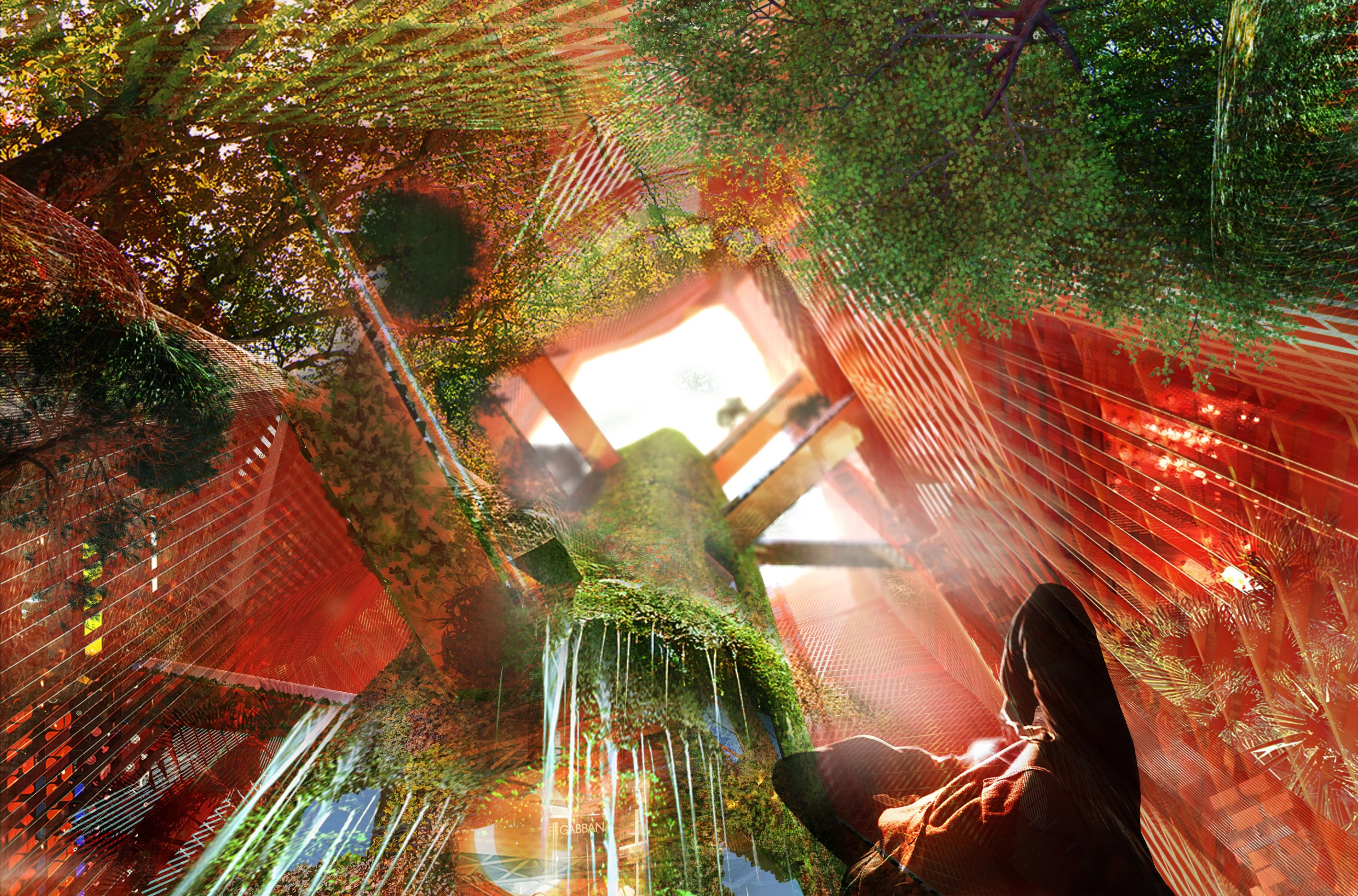 Inside the building, OXO Architectes and Nicolas Laisne Associés call for a large central inner tower which is covered by vegetation (Image: Manal Rachidi Oxo Architects and Nicolas Laisné Associes)