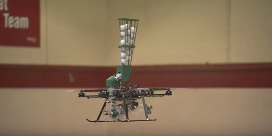 The fire-starting drones carry a basket full of ping-pong like balls full of potassium permanganate powder