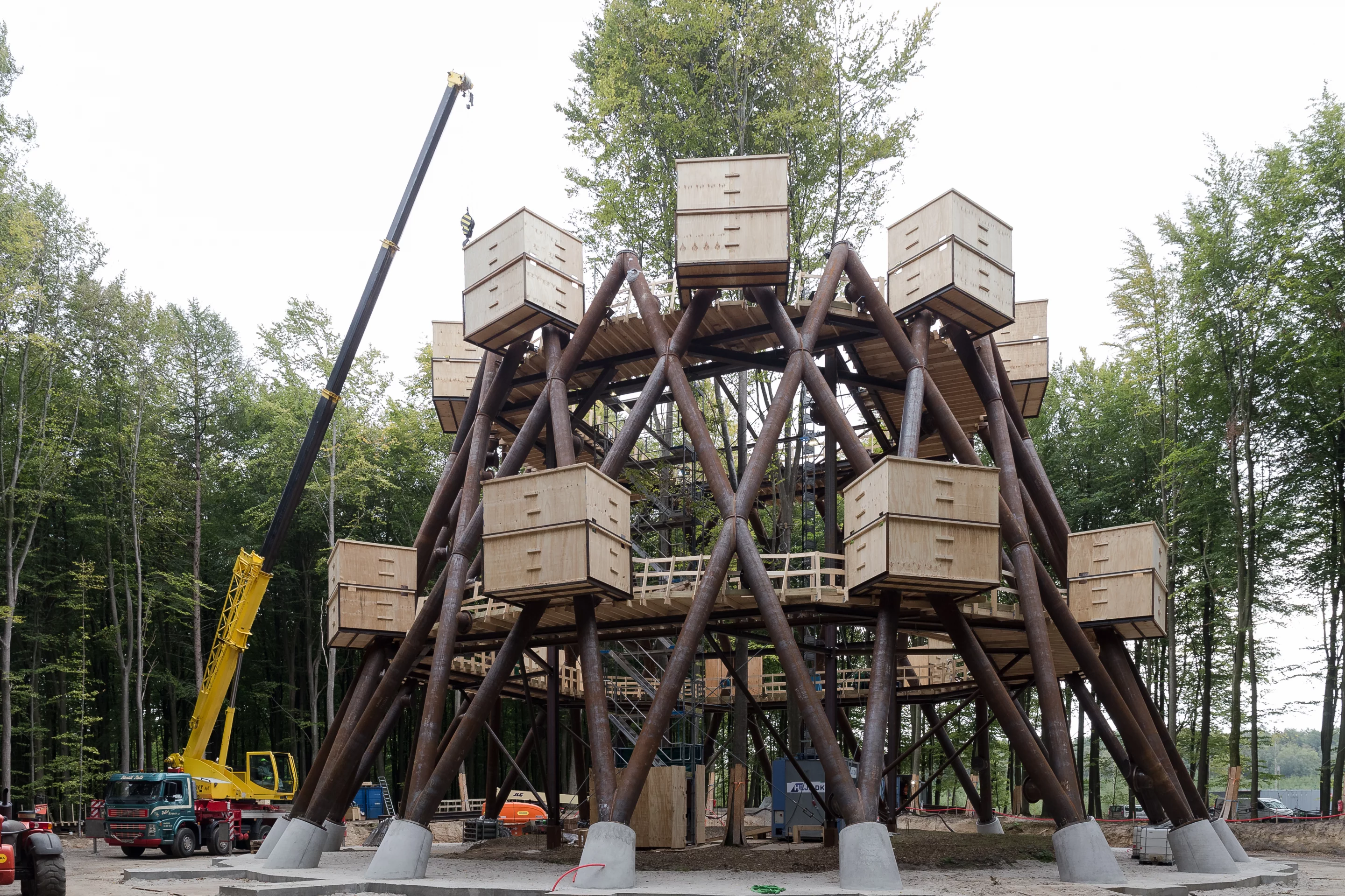 Construction photo of the Camp Adventure Tower