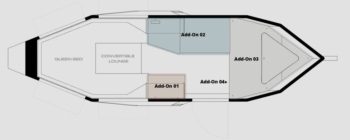 The very tapered-in floor plan of the Polydrops P21