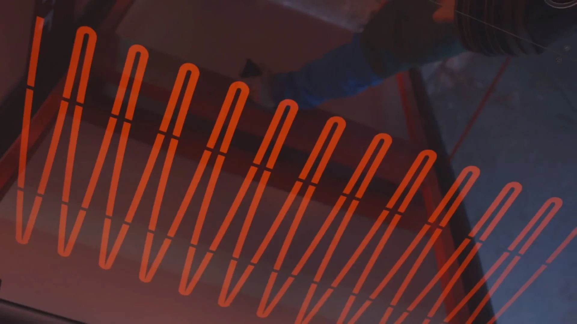 The heating element in the roof of the bus shelter