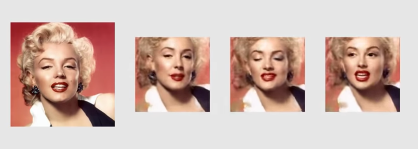 The technology can operate using a single source photo, since it's got millions of other faces already stored in its training algorithms
