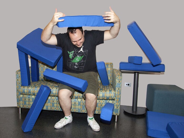 Squishy Forts creator Ross Currie seen getting to grips with his new product