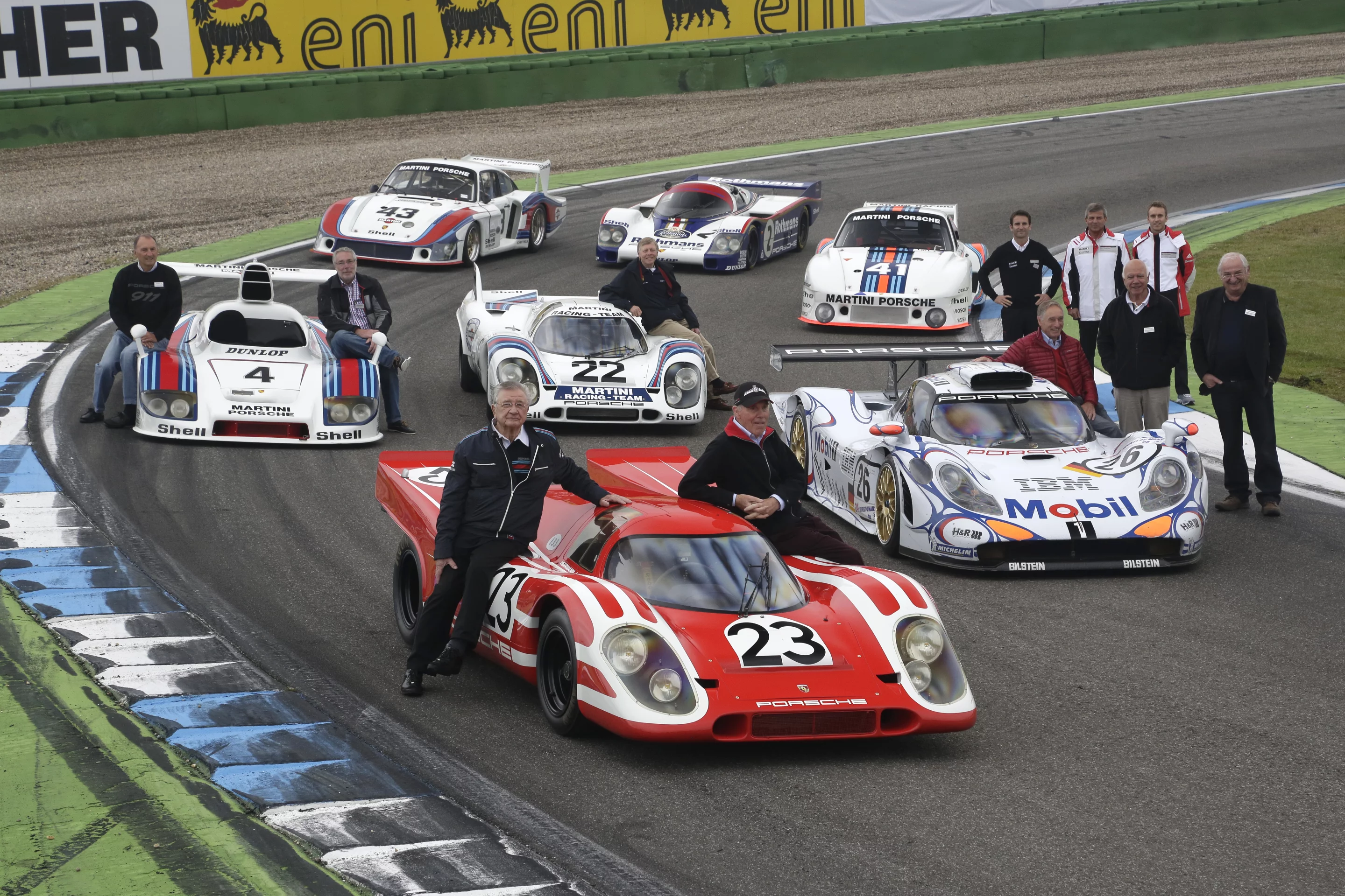 Porsche's record at Le Mans is unsurpassed - these cars and the people next to them are all former winners, some of them multiple times
