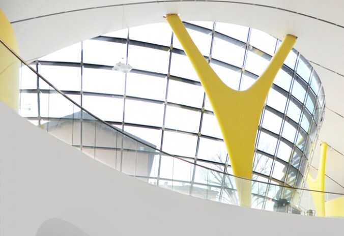 Flying V's are structural in nature and colored in the marque's Ferrari yellow (Photo: Museo Casa Enzo Ferrari)