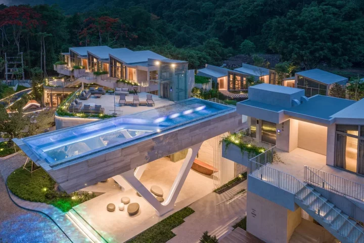 The pool at the MYS Khao Yai make a stunning centerpiece