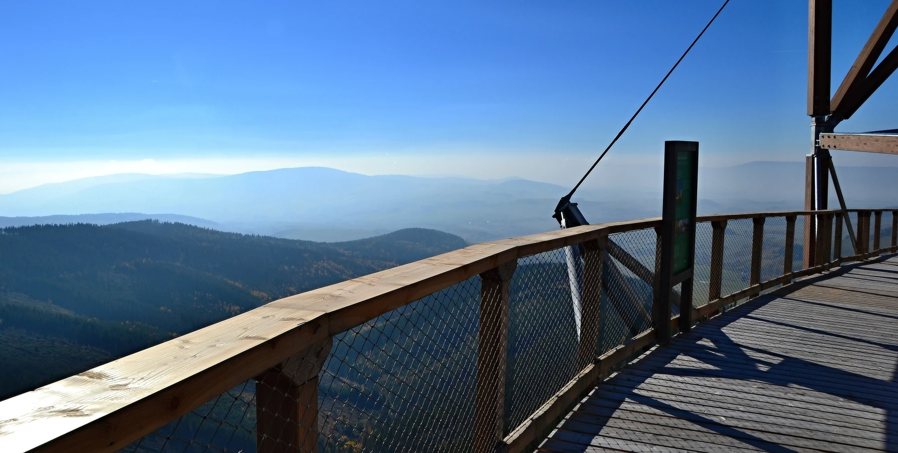 The Sky Walk provides views of the Králický Sněžník massif, the Morava river and the Krkonoše mountain range