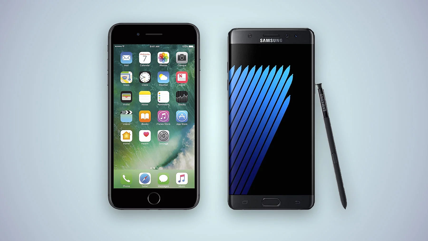 Side-by-side look at the iPhone 7 Plus and the Samsung Galaxy Note 7