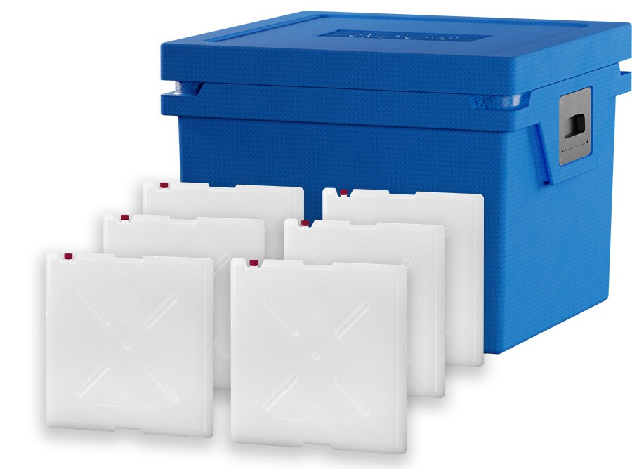 The large Qool Box has an internal volume of 43 liters and comes in a bundle with six cooling elements of the temperature range selected by the buyer