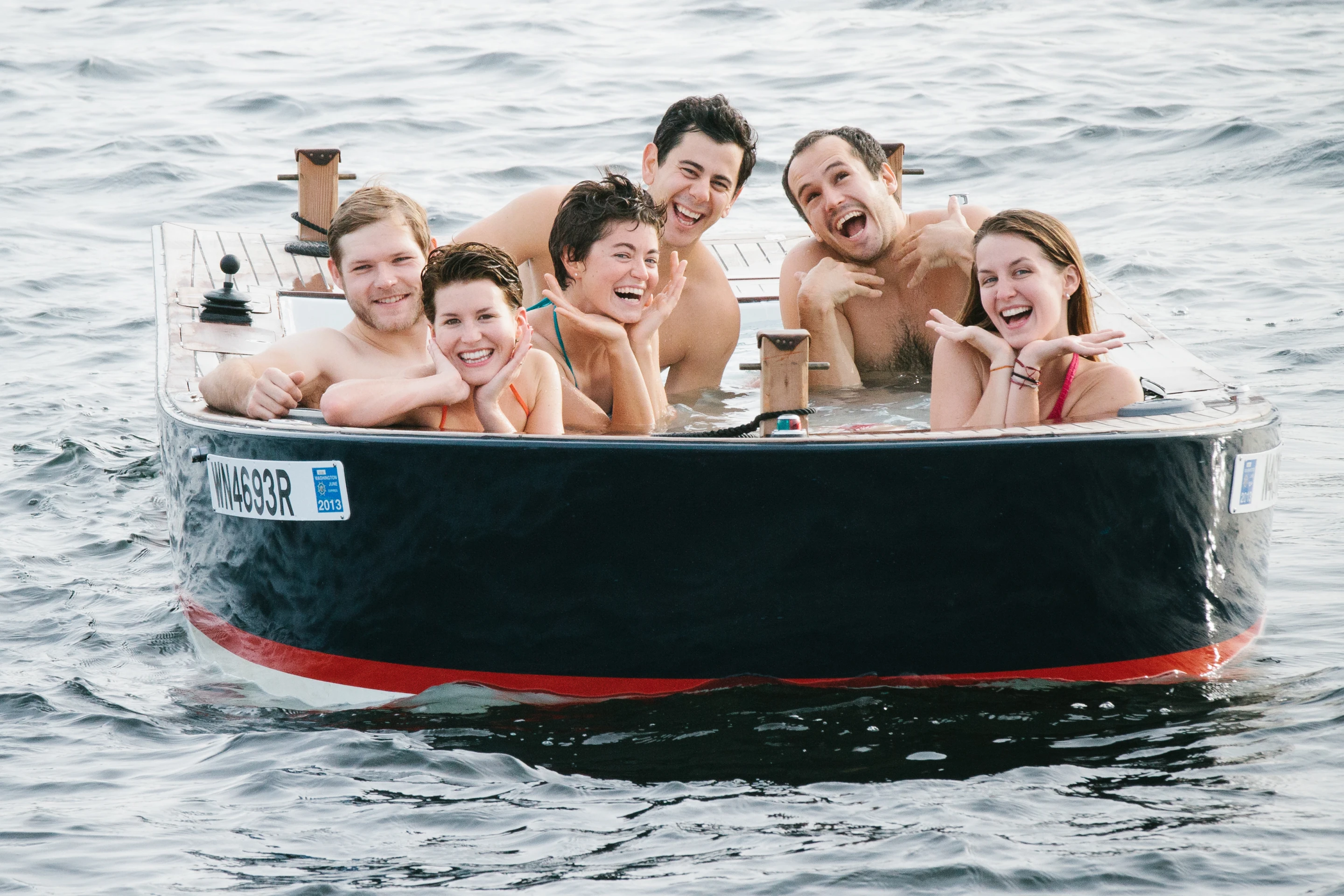 The Hot Tub Boat allows its passengers to soak while they cruise
