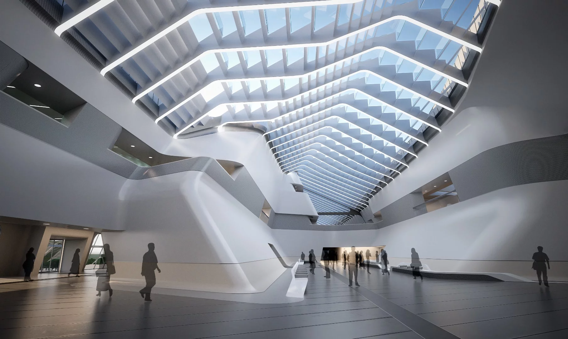 Interior rendering of the Napoli Afragola train station